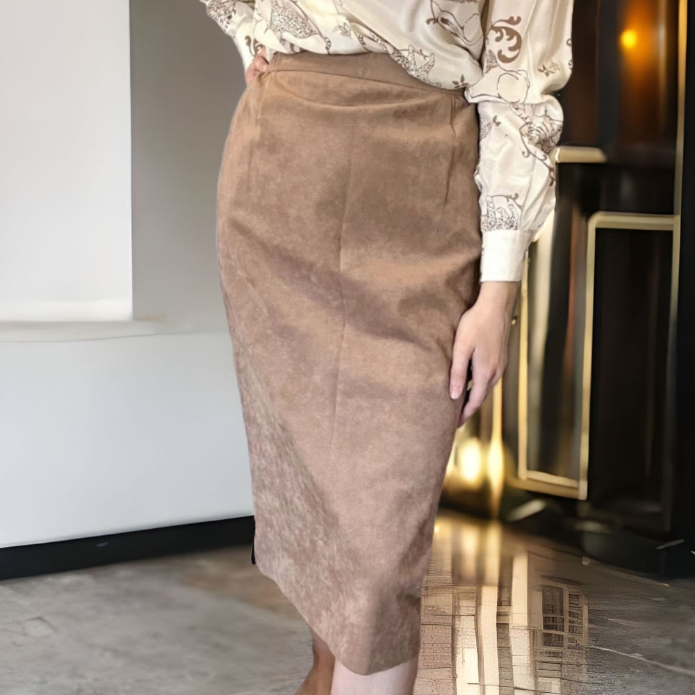 Vtg 70s Ultra Suede Pencil Skirt
